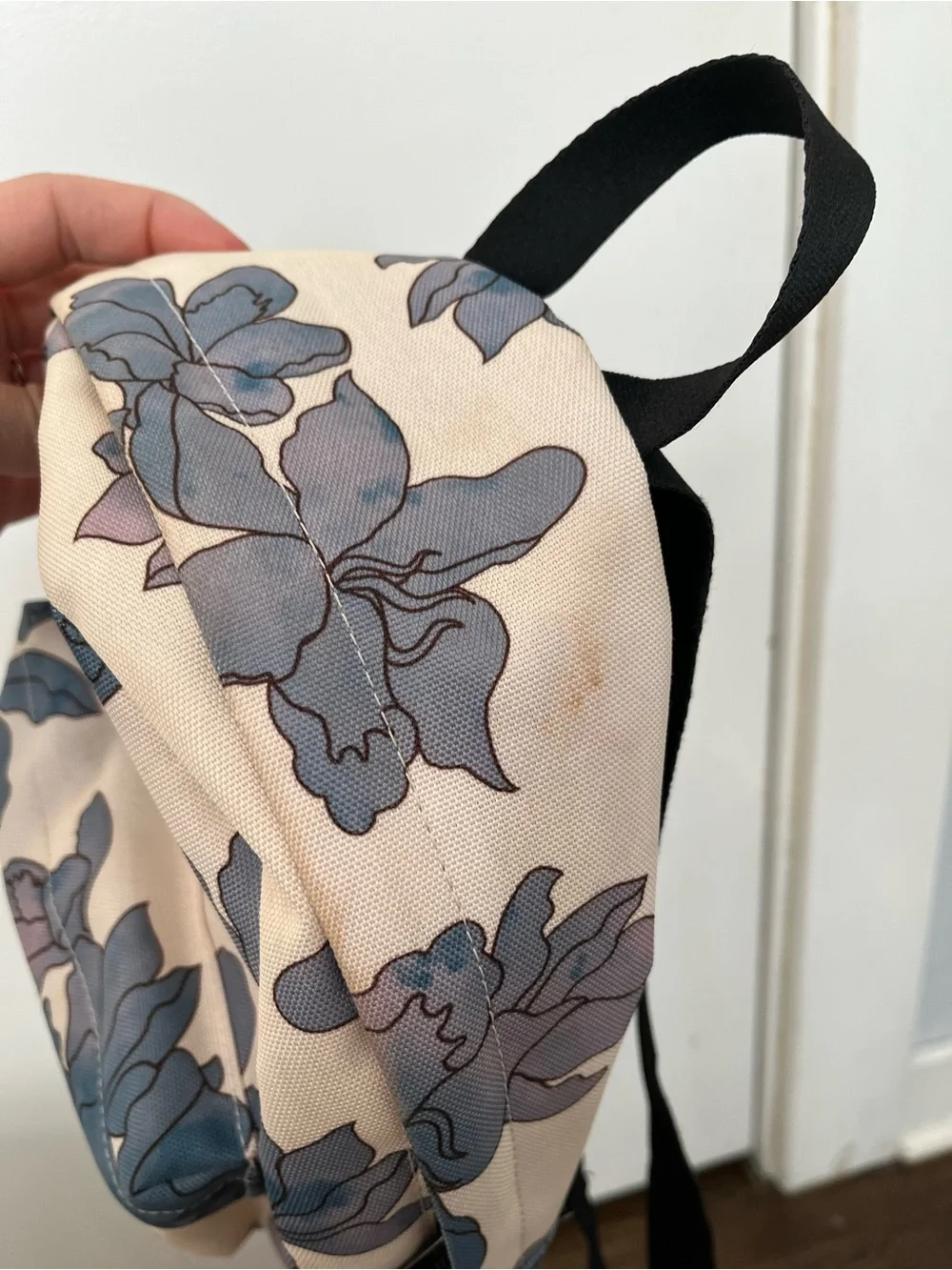 Herschel Supply Company Floral Mini Backpack tan blue flowers STAINS